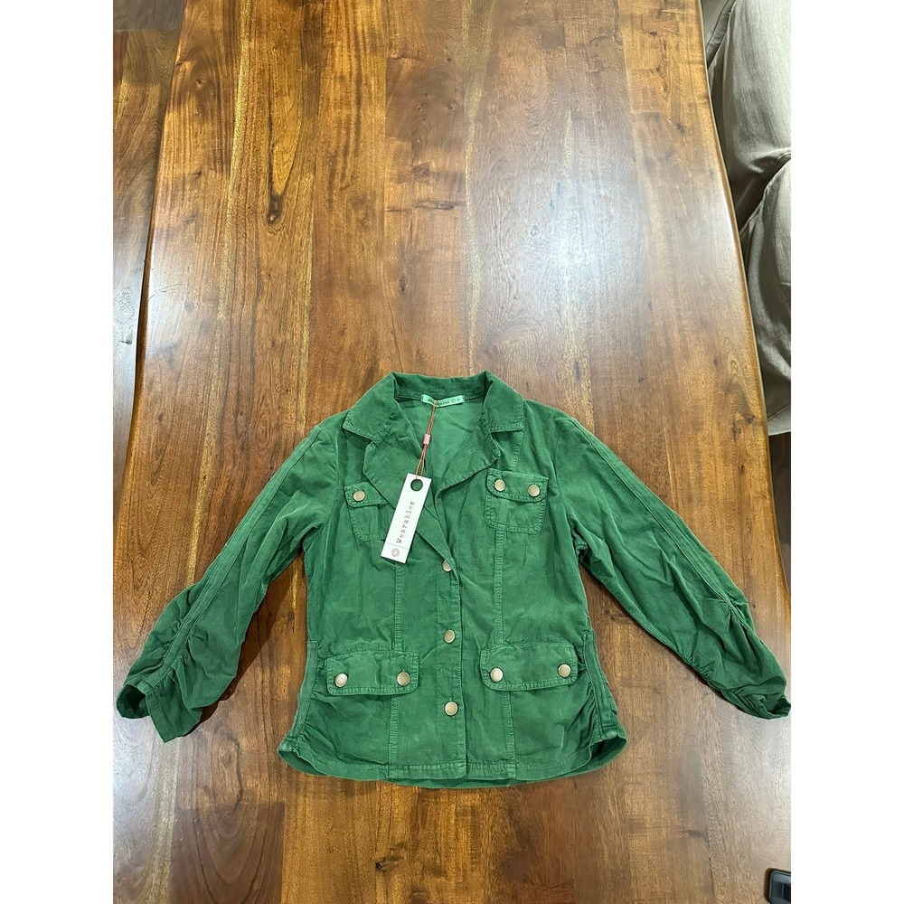 Wearables Cord Jacket Green Fine Wale Corduroy Utility Blazer Small NWT 14308W